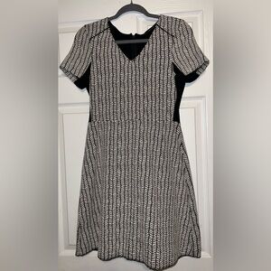 Zara Black and White Herringbone Panel Dress Size Medium EUC